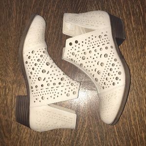 Cream Cutout Ankle Boots NWOT